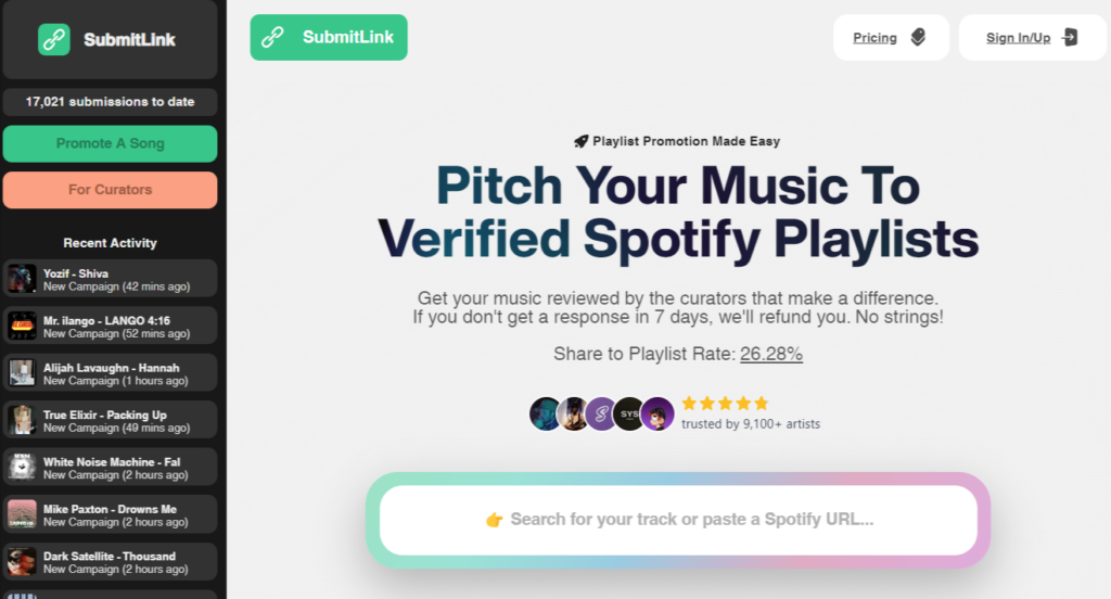 SubmitLink Submit To Verified Playlist Curators