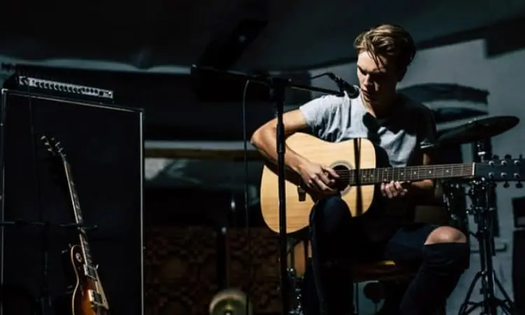 Musician creating content for tiktok